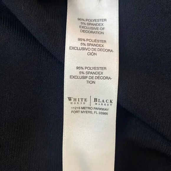 White House Black Market NWT Black V-neck 3/4 Sleeves Ruffles sz XS - Picture 6 of 7